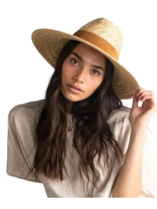 NWT Gigi Pip Isla Straw Fedora Hat S/M 57cm Adjustable Wide Brim Band MSRP$102 - Picture 11 of 17